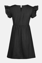 Full Size Ruffled Round Neck Cap Sleeve Denim Dress - Delanoir