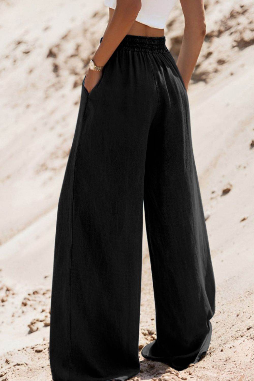 Drawstring Wide Leg Jeans - Delanoir