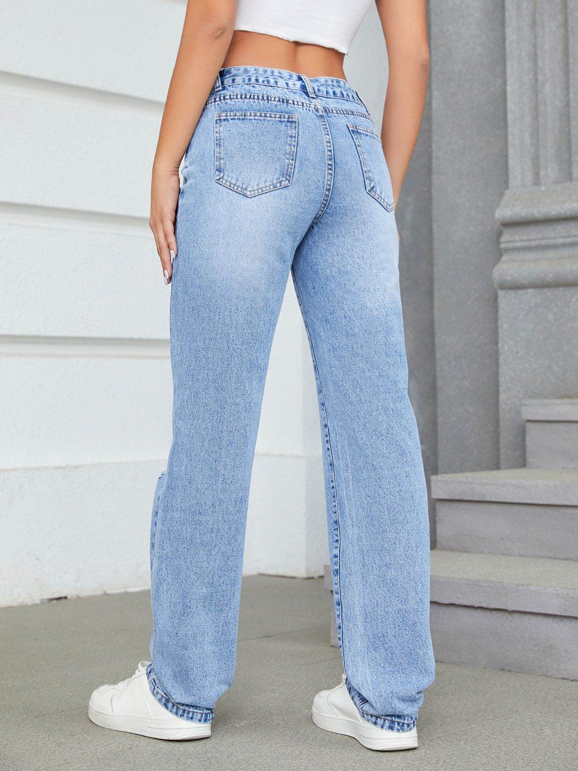 Distressed Jeans with Pockets - Delanoir