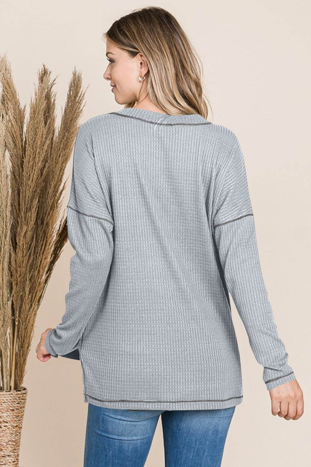 Reborn J V Neck Long Sleeve Top - Delanoir