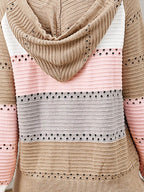 Color Block Drawstring Hooded Sweater - Delanoir