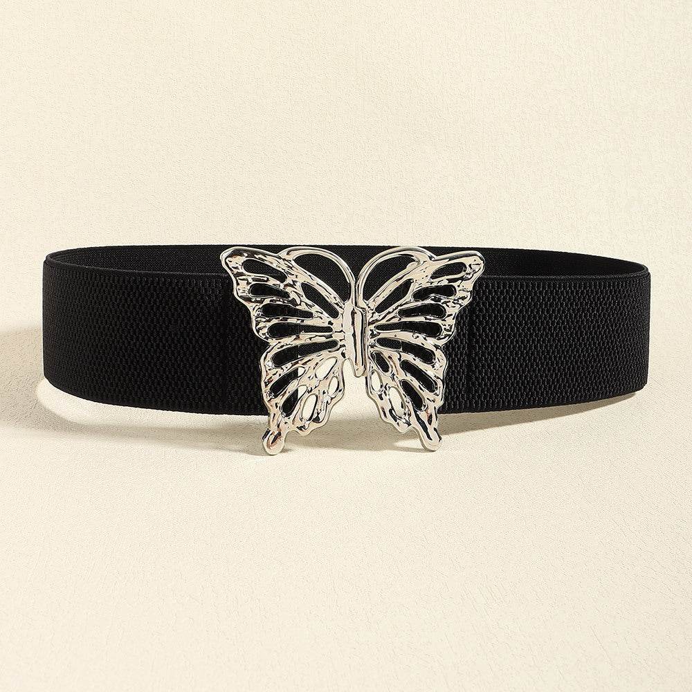 Butterfly Alloy Buckle Elastic Belt - Delanoir