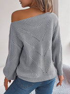 Openwork Long Sleeve Sweater - Delanoir
