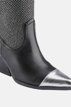 Weeboo Chunky Heel Rhinestone Western Cowboy Boots - Delanoir