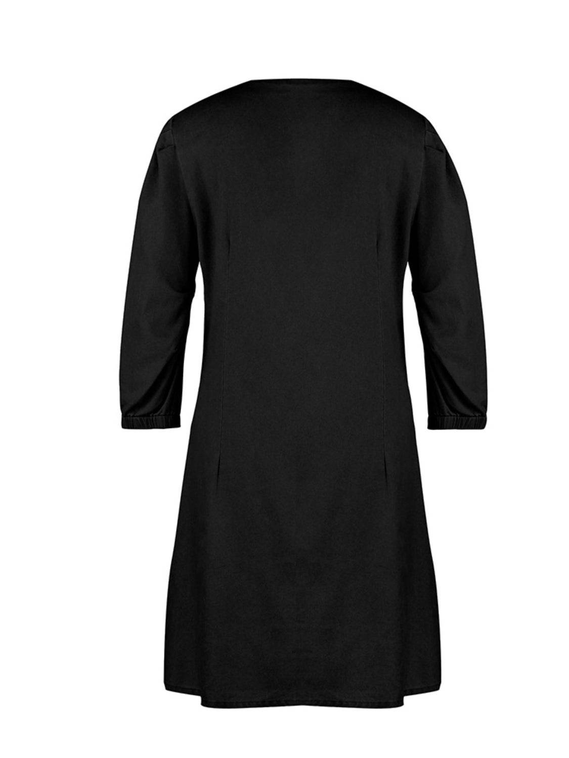 Full Size V-Neck Half Sleeve Dress - Delanoir