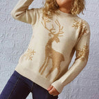 Reindeer and Snowflake Pattern Sweater - Delanoir