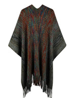 Heathered Fringe Hem Poncho - Delanoir