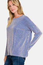 Zenana Ribbed Striped Long Sleeve T-Shirt - Delanoir