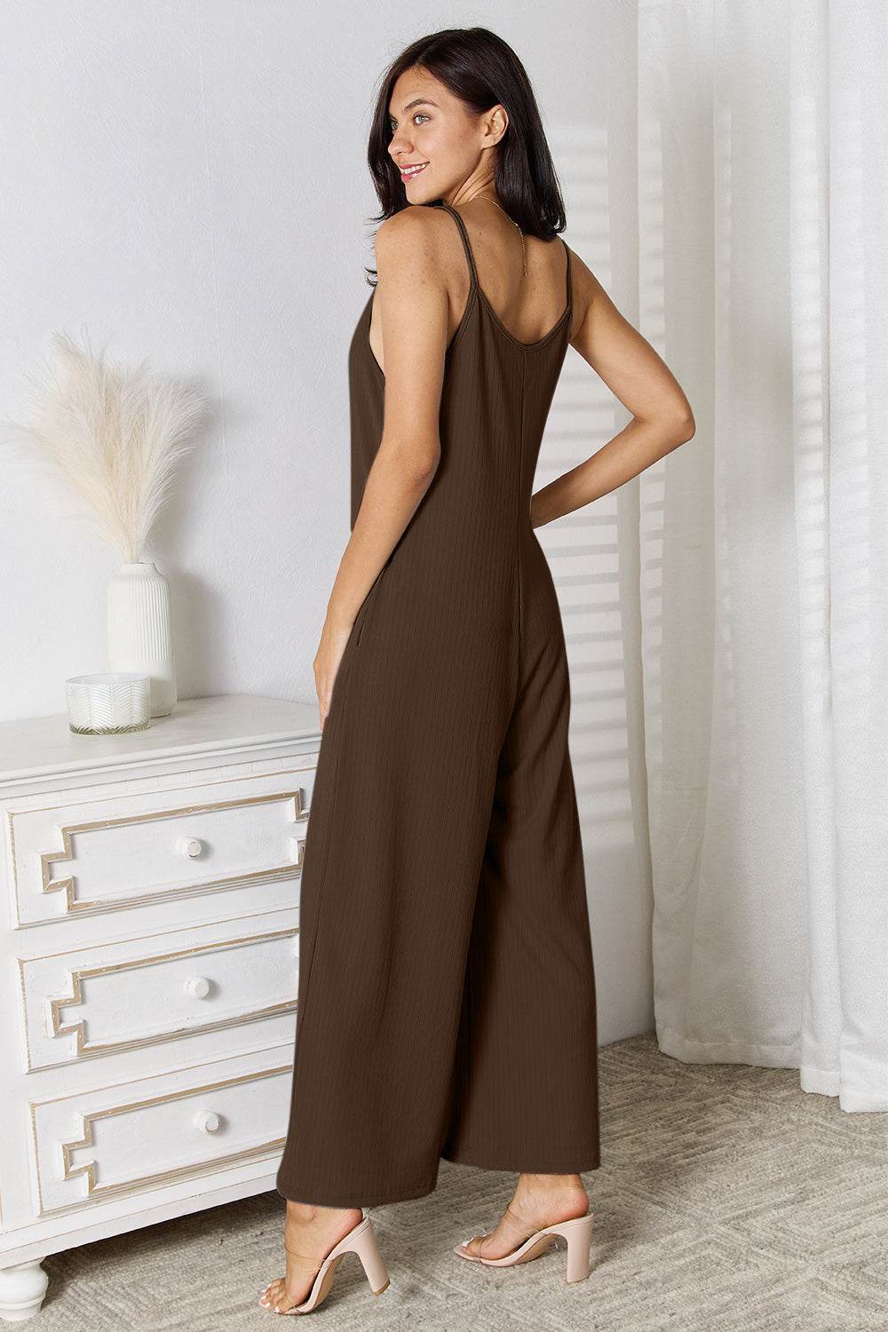 Basic Bae Full Size Spaghetti Strap V-Neck Jumpsuit - Delanoir