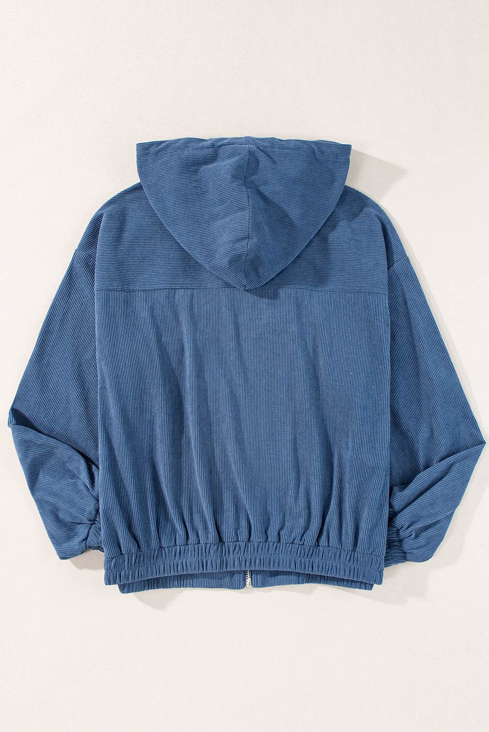 Pocketed Zip Up Long Sleeve Hooded Jacket - Delanoir