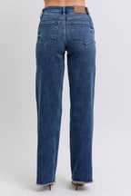 Judy Blue Full Size Raw Hem Mid Rise Jeans - Delanoir