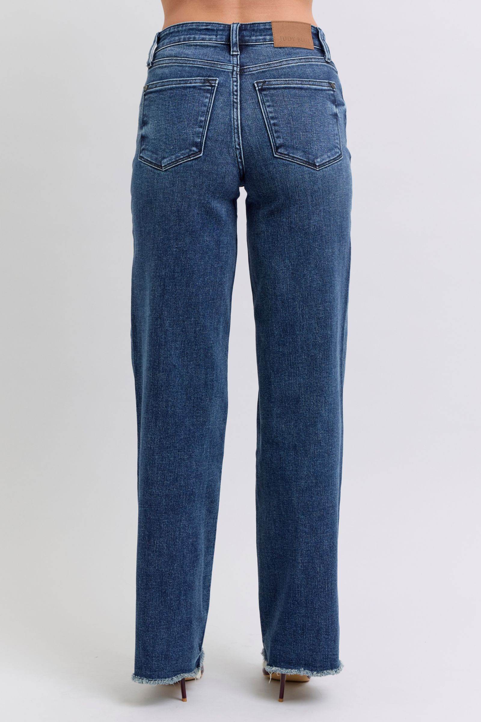 Judy Blue Full Size Raw Hem Mid Rise Jeans - Delanoir