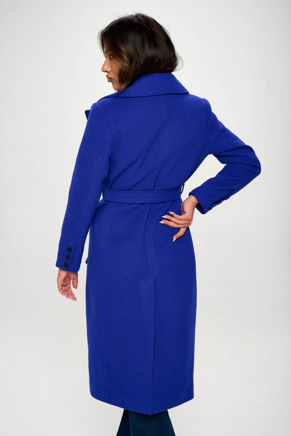 Coalition LA Double-Breasted Longline Coat with Belt - Delanoir