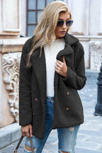Ivy Lane Full Size Lapel Collar Sherpa Coat - Delanoir