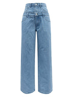 Faux Layered High Waist Jeans - Delanoir