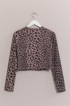 HYFVE Animal Print Snap Down Crop Cardigan - Delanoir