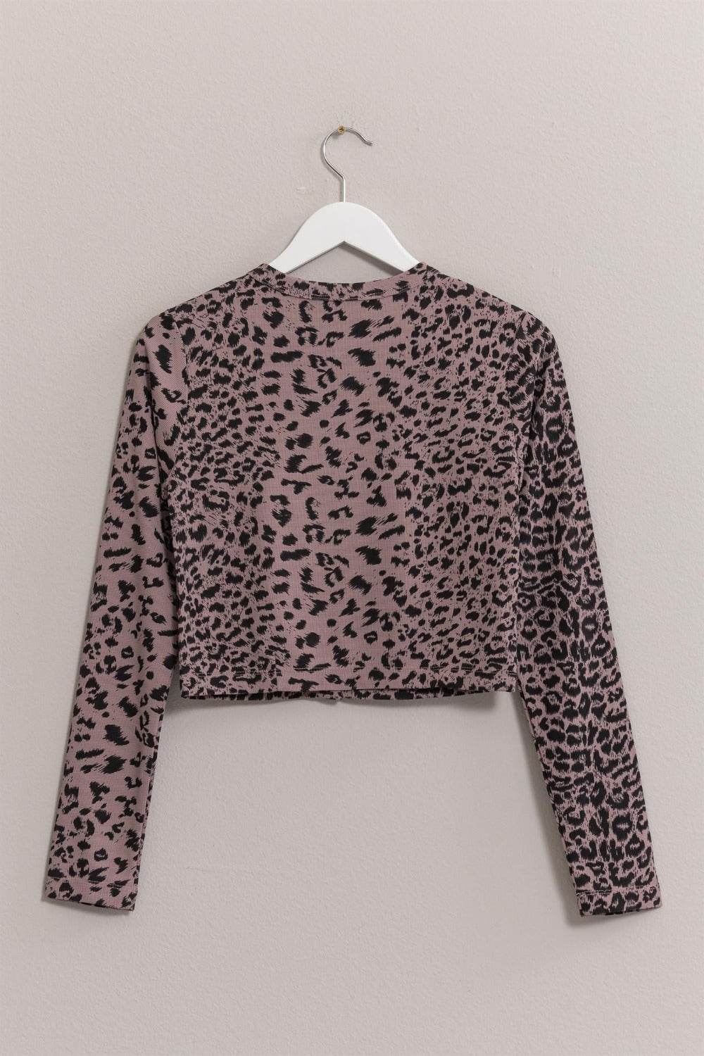 HYFVE Animal Print Snap Down Crop Cardigan - Delanoir