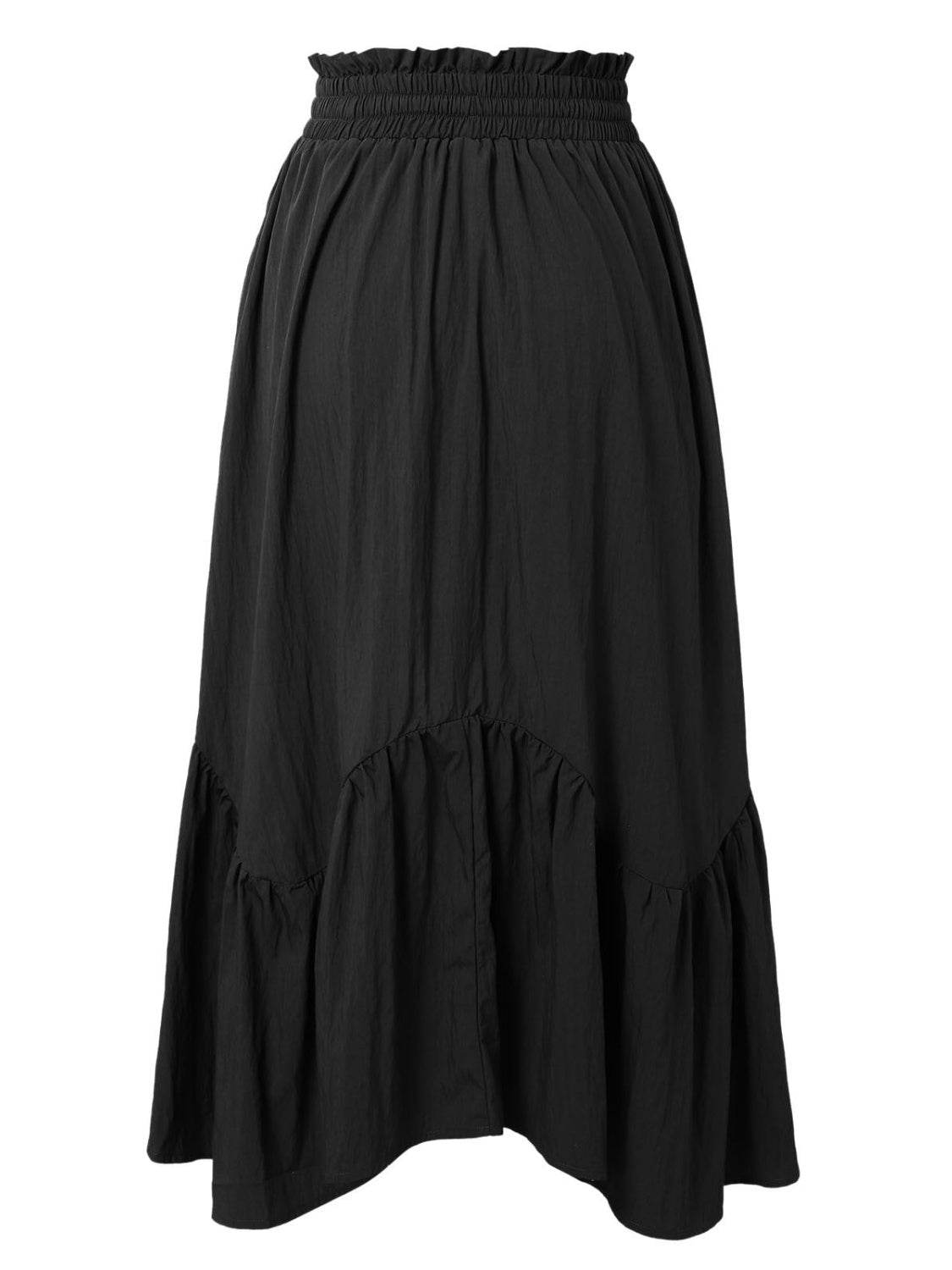 Smocked Waist Band Ruched Layered Skirt - Delanoir