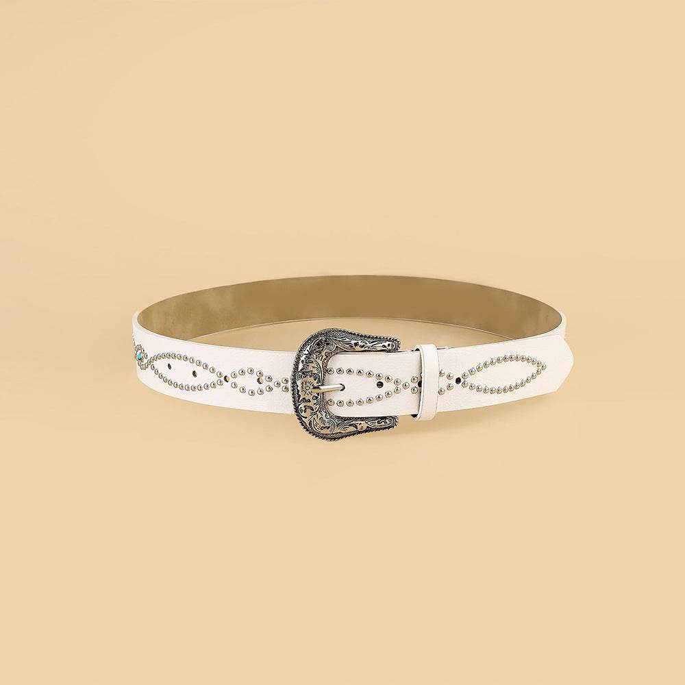 PU Leather Rhinestone Belt - Delanoir