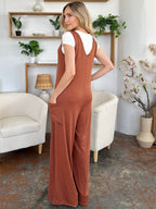 Double Take Full Size Sleeveless Wide Leg Jumpsuit with Pockets - Delanoir