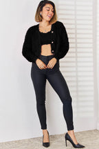 Scoop Neck Vest and Cardigan Sweater Set - Delanoir