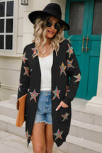 Angel Wings Star Open Front Long Sleeve Cardigan - Delanoir