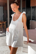 Full Size Scoop Neck Tie Shoulder Romper - Delanoir