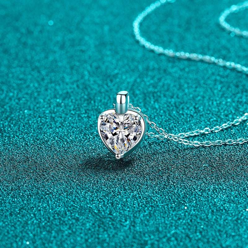 2 Carat Moissanite 925 Sterling Silver Heart Shape Necklace - Delanoir