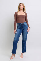 Judy Blue Full Size Side Seam Detail Straight Jeans with Pockets - Delanoir