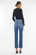 Kancan High Rise Wide Waistband Slim Straight Jeans - Delanoir