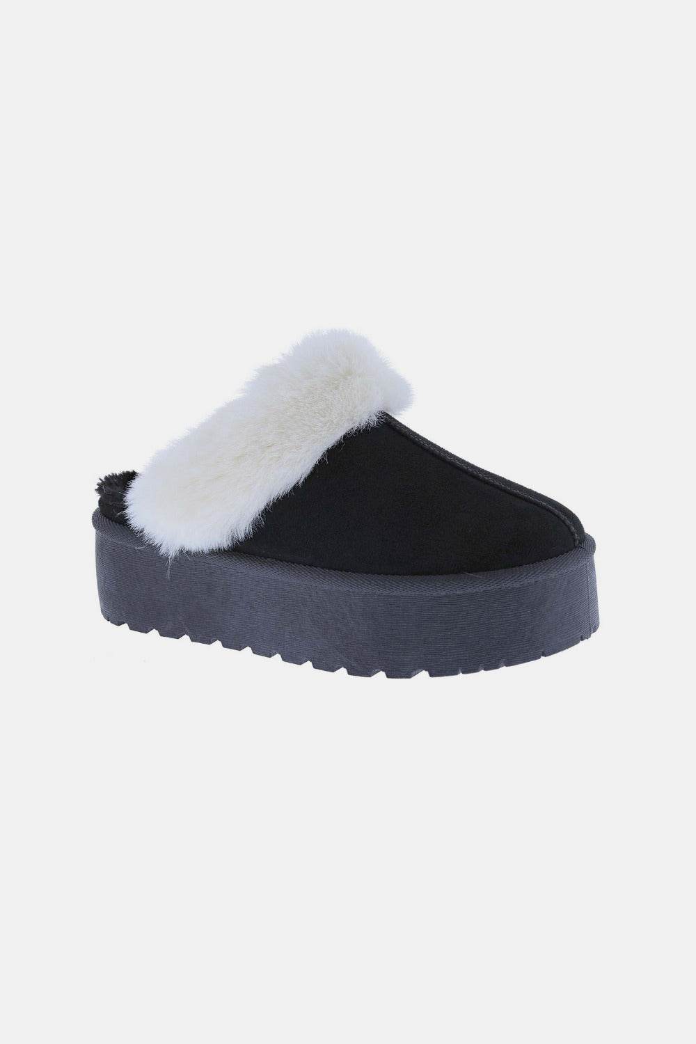 Weeboo Thick Bottom Fur Trim Snow Slippers - Delanoir