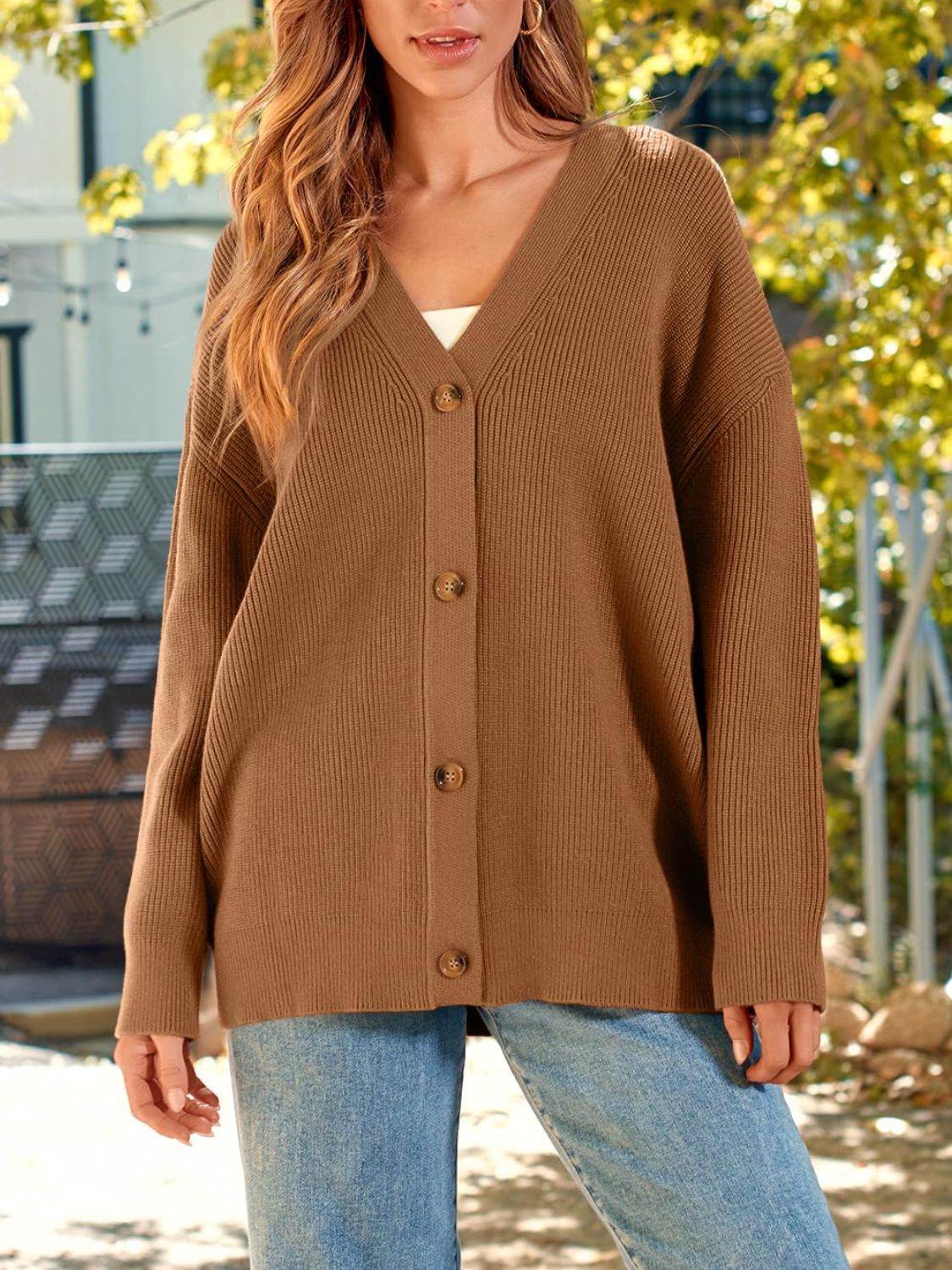 Button Down Long Sleeve Cardigan - Delanoir