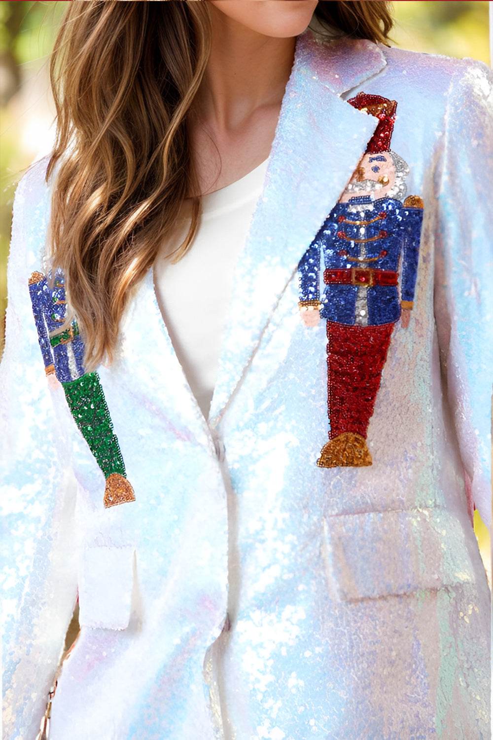 Sequin Nutcracker Long Sleeve Blazer - Delanoir