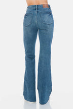 Judy Blue Full Size Tummy Control Cut Hem Flare Jeans - Delanoir