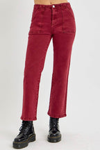RISEN Full Size High Rise Straight Jeans with Patch Pockets - Delanoir