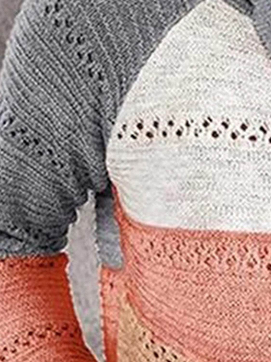 Color Block Drawstring Hooded Sweater - Delanoir