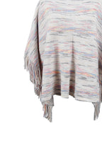 Round Neck Fringe Detail Sleeve Poncho - Delanoir