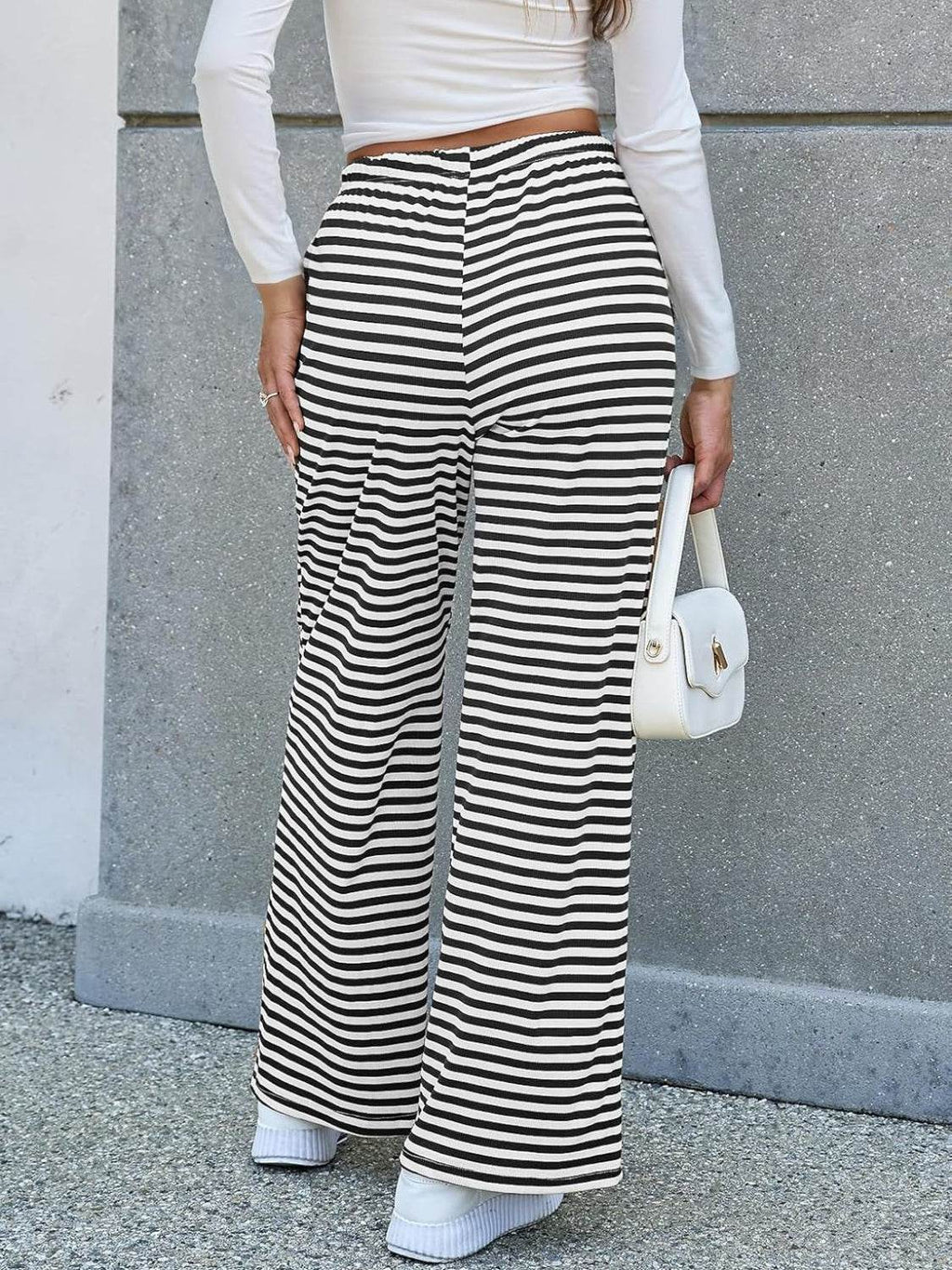 Lovelet Striped Wide Leg Pants - Delanoir