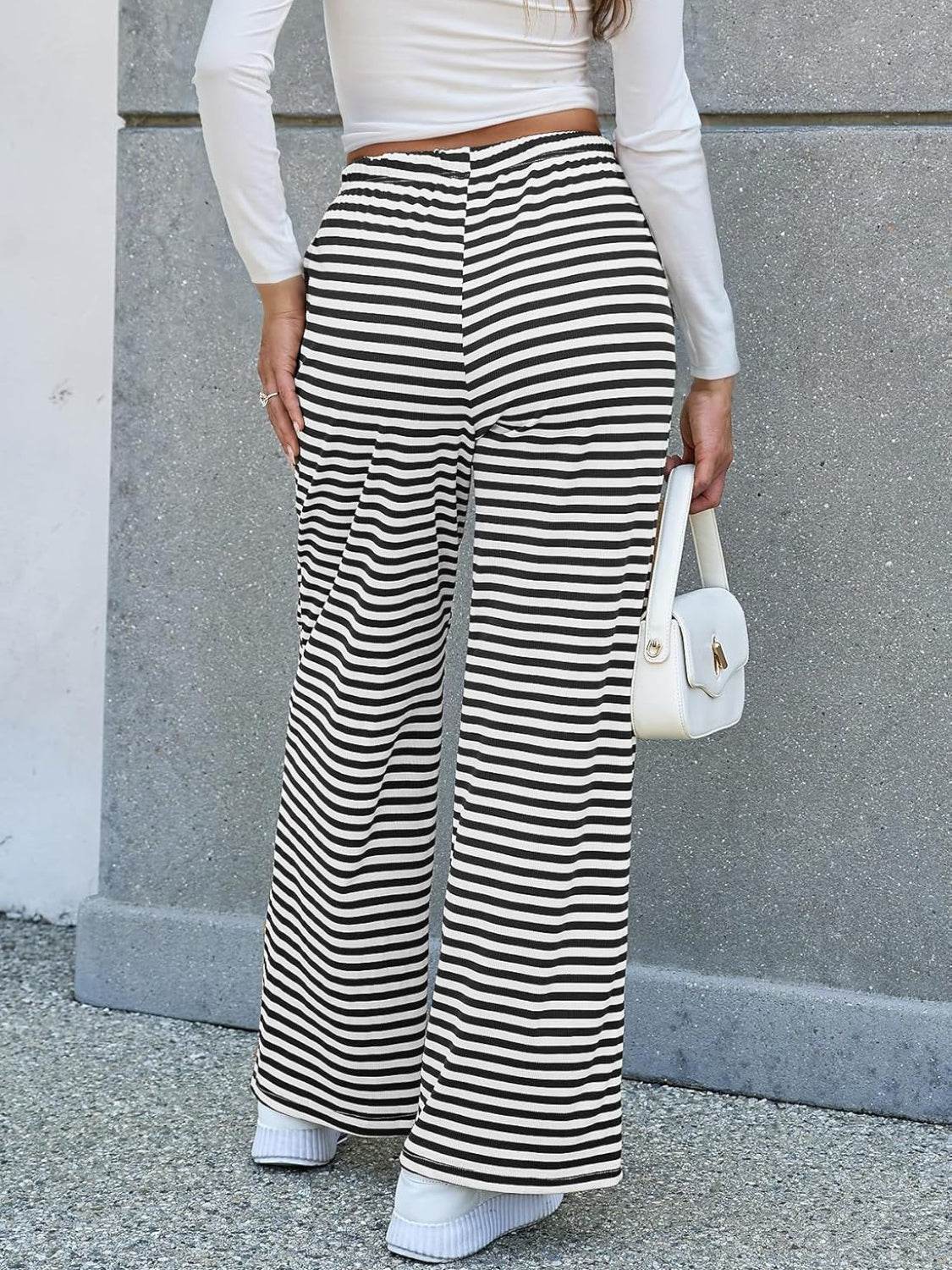 Lovelet Striped Wide Leg Pants - Delanoir