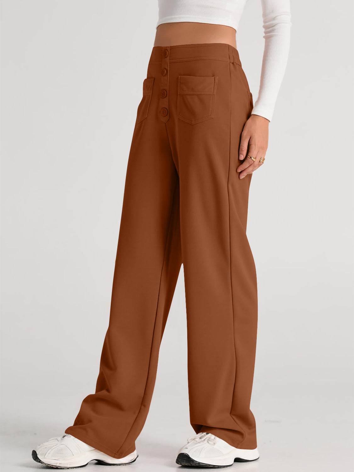 High Waist Wide Leg Pants - Delanoir
