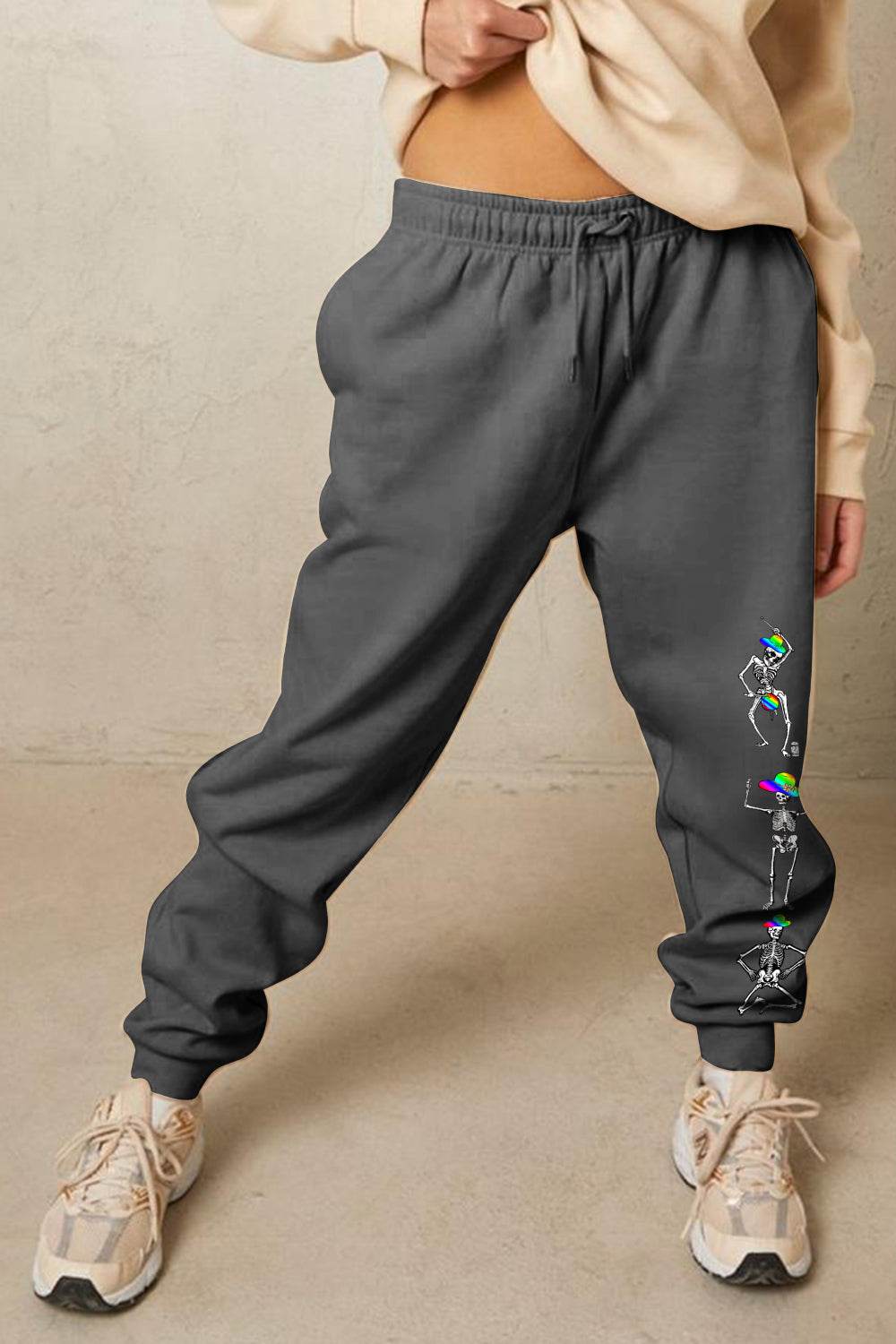 Simply Love Full Size SKELETON Graphic Sweatpants - Delanoir