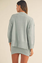 MABLE 3 Pieces Sweater Set with Crop Cami, Mini Skirt, Cardigan - Delanoir