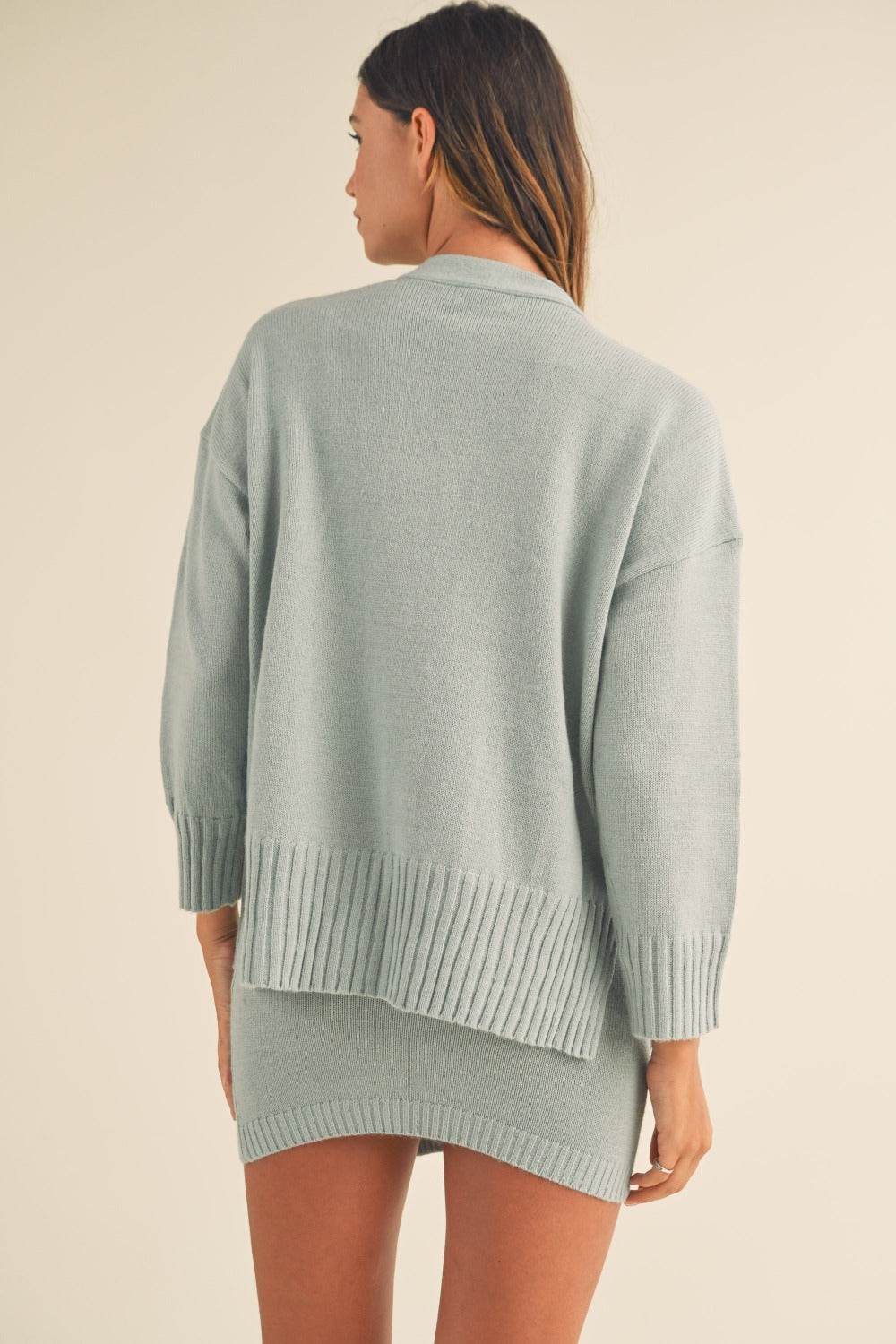 MABLE 3 Pieces Sweater Set with Crop Cami, Mini Skirt, Cardigan - Delanoir