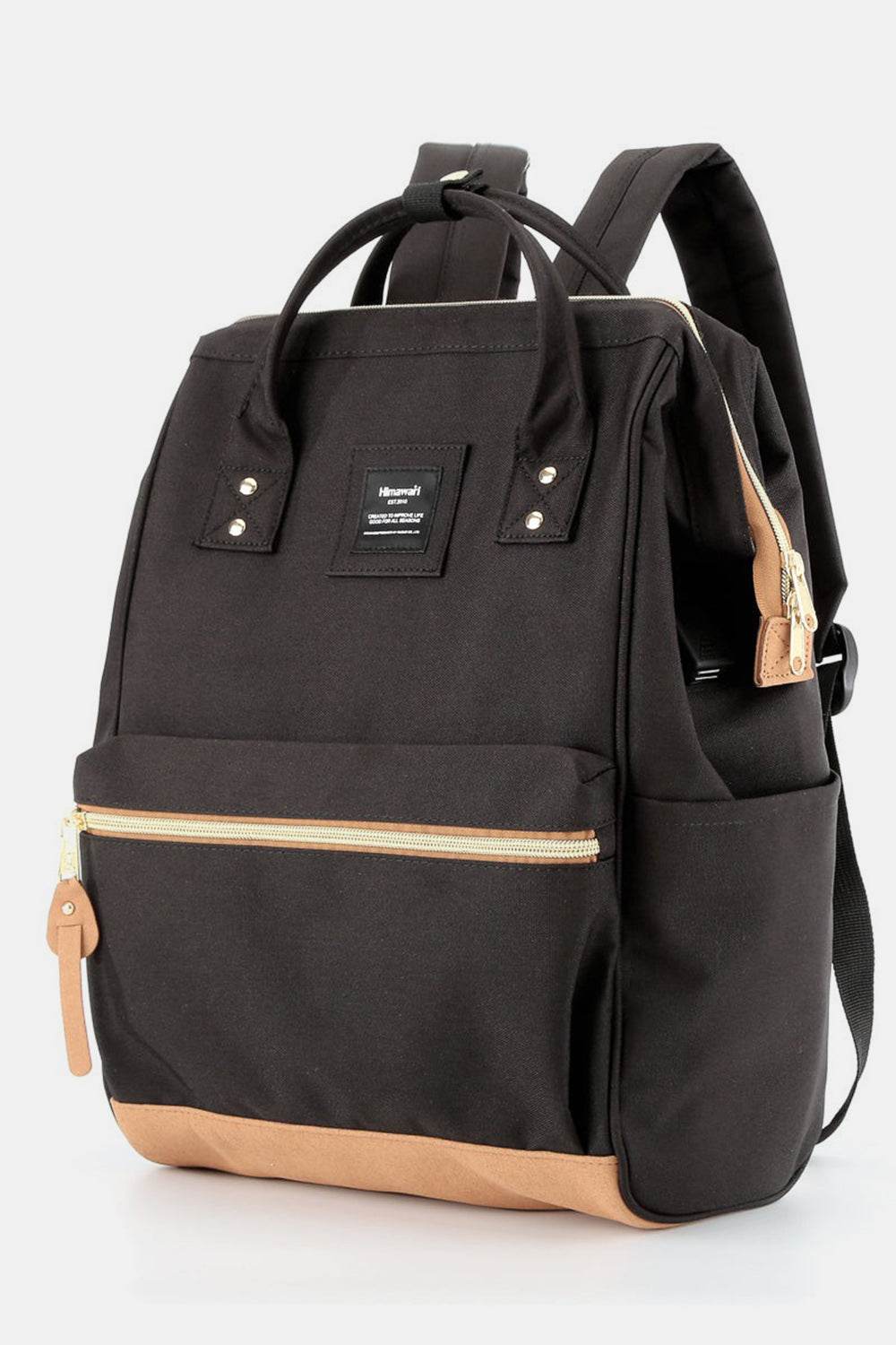 Himawari Contrast Waterproof Canvas Backpack Bag with Side Pockets - Delanoir