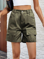 Pocketed High Waist Denim Shorts - Delanoir