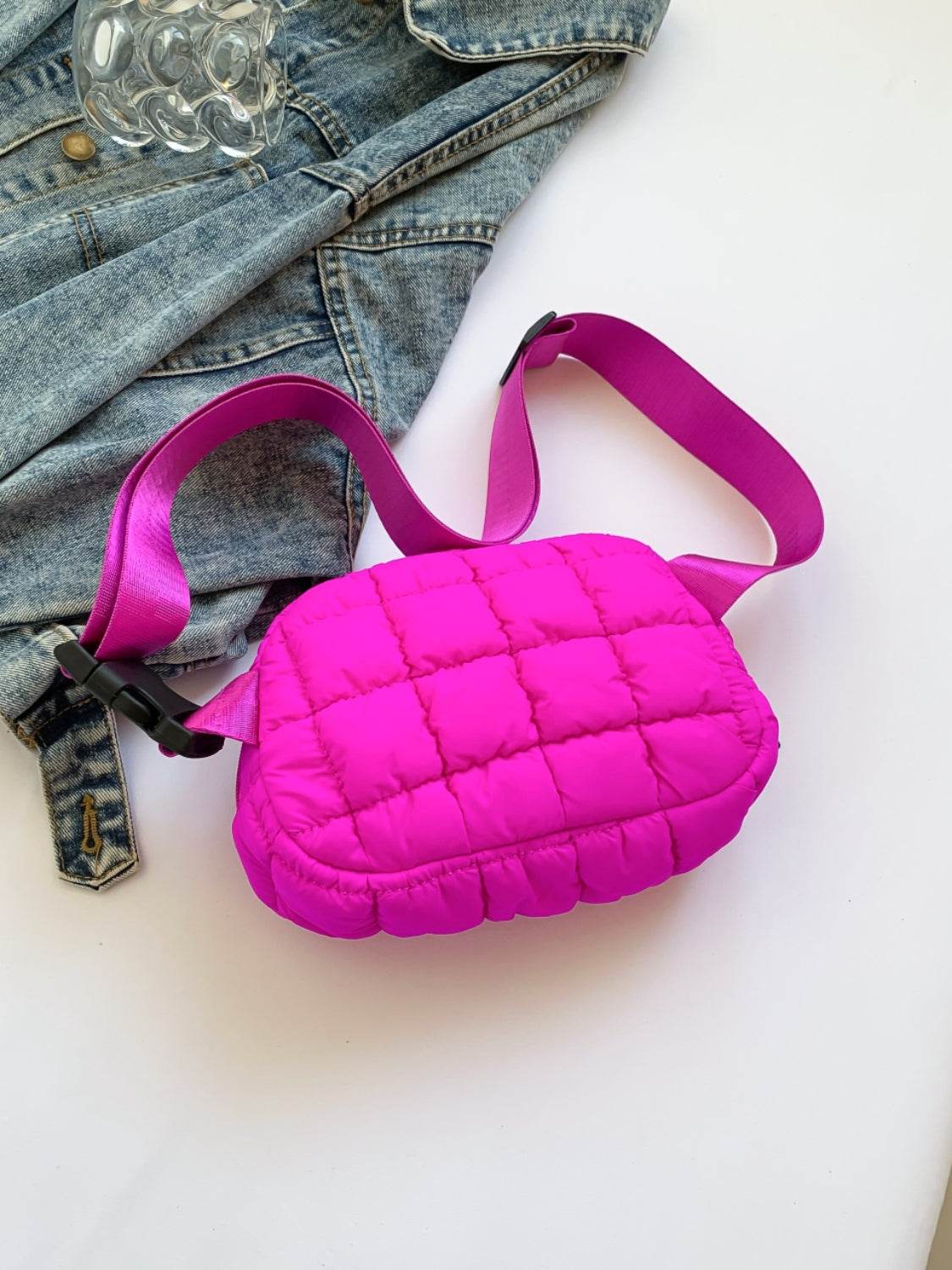 Bubble Texture Adjustable Strap Crossbody Bag - Delanoir