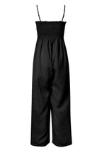 Smocked Spaghetti Strap Wide Leg Jumpsuit - Delanoir