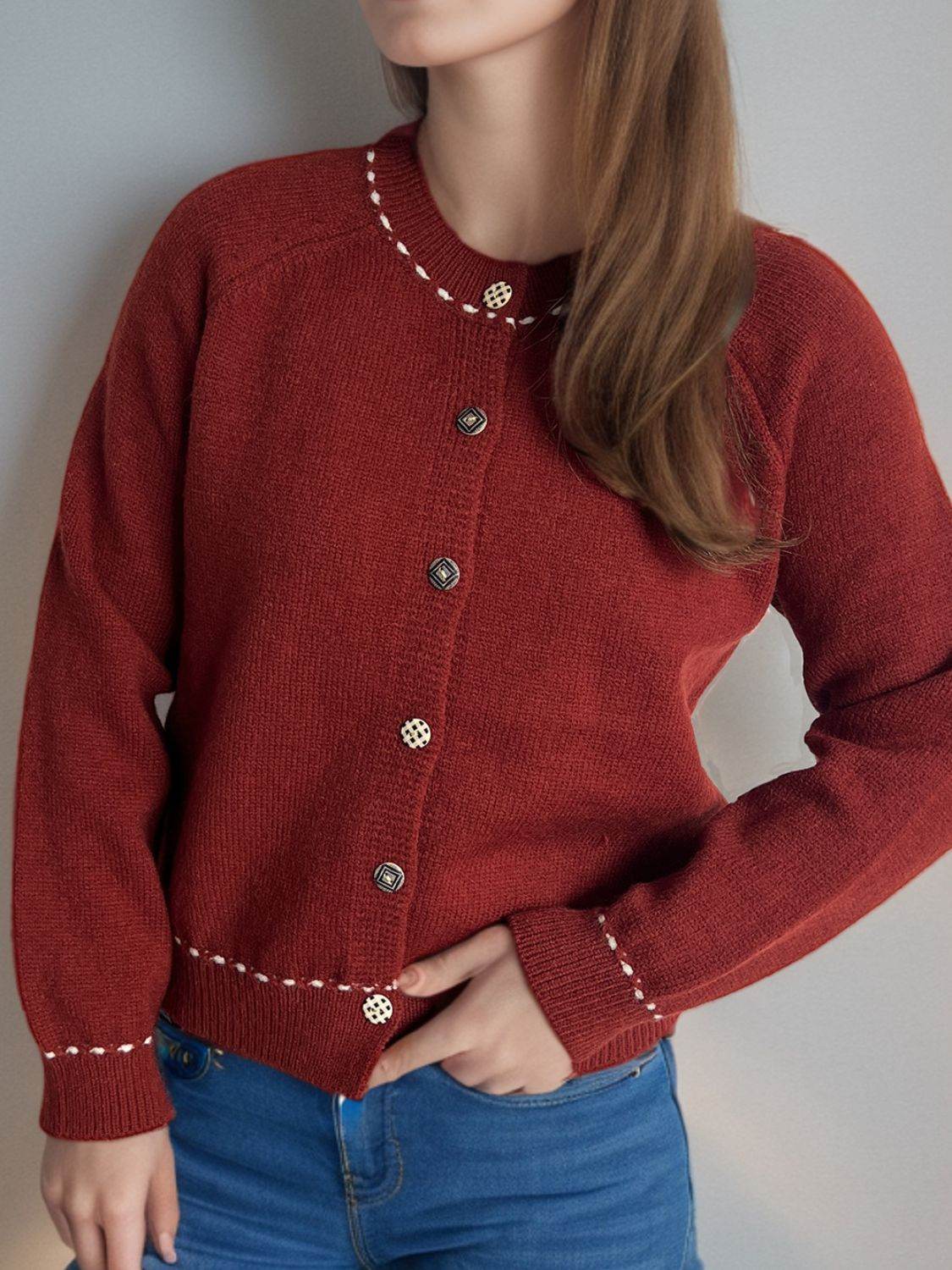 Button Down Long Sleeve Cardigan - Delanoir