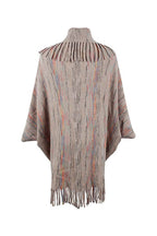 Fringe Detail Printed Poncho - Delanoir