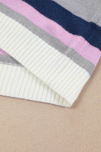 Plus Size Striped Long Sleeve Hooded Sweater - Delanoir